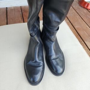 Black Leather Knee-High Boots